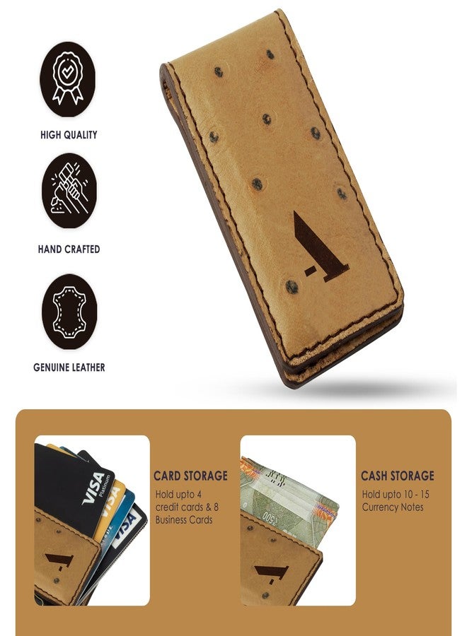 Adamis Slim Leather Money Clip and Card Holder for Men and Women W362 Beige - Image 4